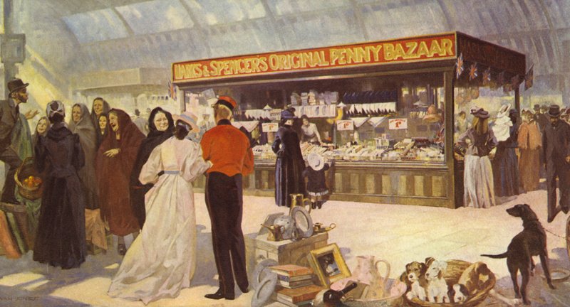 Oryginalny typ Otwartego Bazaru Groszowego w Publicznej Hali Targowej, 1890 autorstwa English School