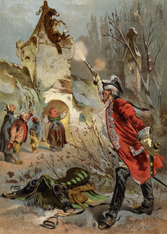 Ilustracja do przygód barona Munchausena autorstwa European School