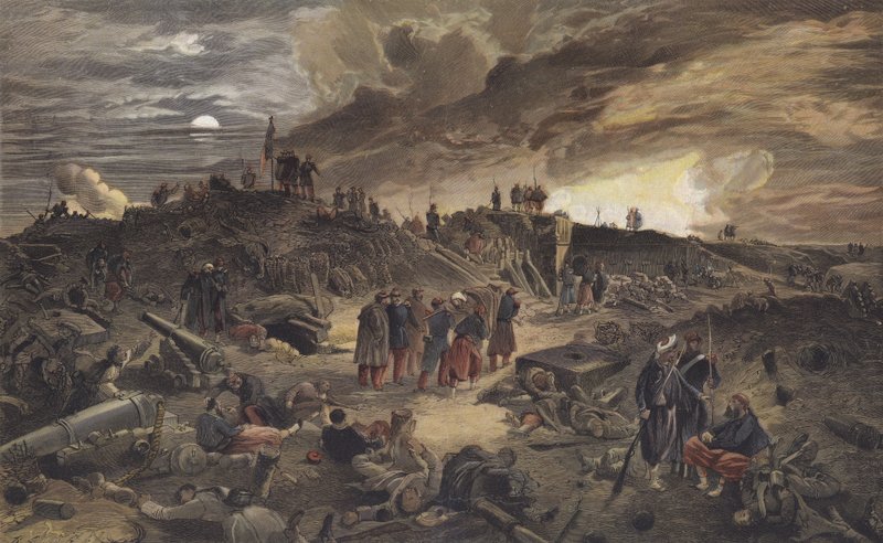 Ruiny Reduty Malakoff po jej zdobyciu przez Francuzów, Oblężenie Sewastopola, 8 września 1855 autorstwa European School