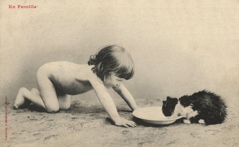 Dziecko z kotkiem autorstwa French Photographer