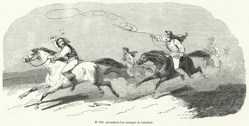 Aresztowanie posłańca Josipa Jelacica, Ban Chorwacji, Rewolucja 1848 r. autorstwa French School