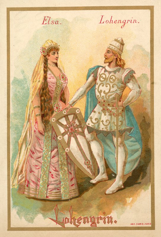 Elsa i Lohengrin, z opery Richarda Wagnera Lohengrin autorstwa French School
