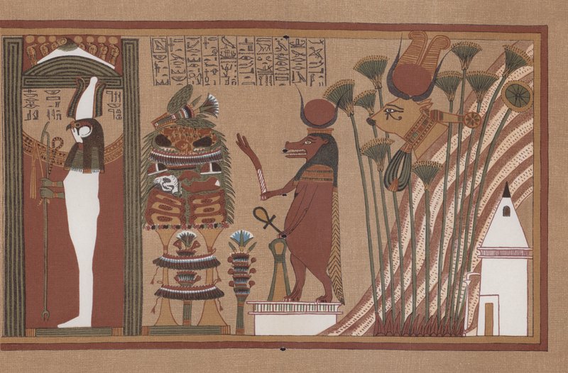 Scena ze starożytnego egipskiego papirusu Ani, księgi zmarłych w British Museum autorstwa German School