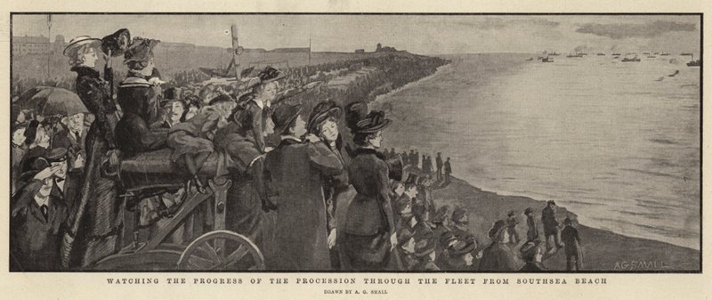 Oglądanie postępów procesji przez flotę z Southsea Beach autorstwa A. G. Small