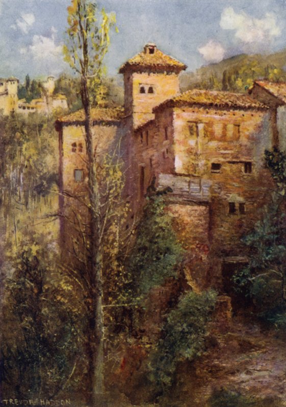 Granada, Torre de las Damas (kolor lito) autorstwa A. Trevor Haddon