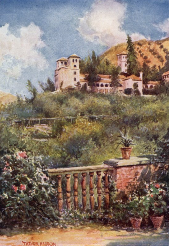 Granada, Widok Generalife (kolor lito) autorstwa A. Trevor Haddon