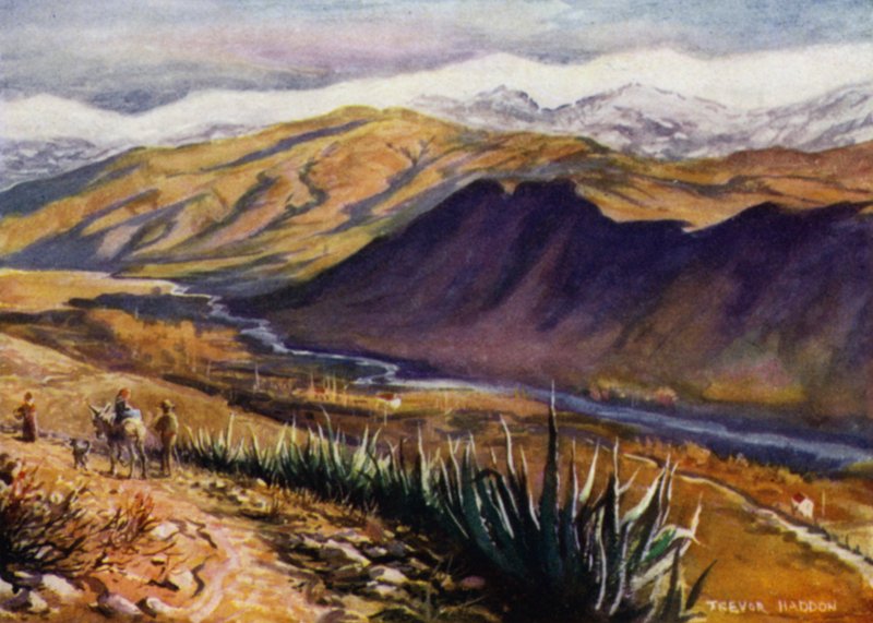 Granada, Widok na Sierra Nevada i rzekę Genil (kolor lito) autorstwa A. Trevor Haddon