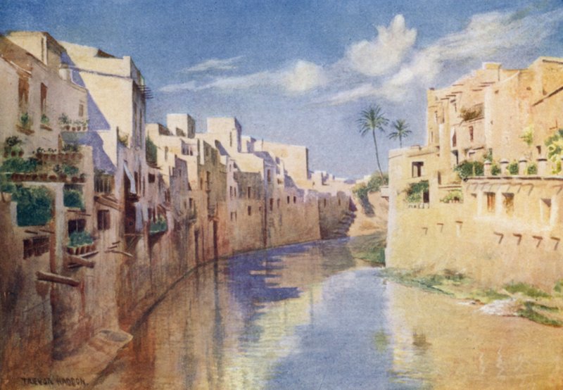 Orihuela na rzece Segura (kolor litho) autorstwa A. Trevor Haddon