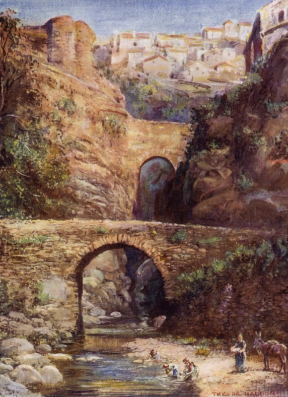 Ronda, Mosty Rzymskie (kolor lito) autorstwa A. Trevor Haddon