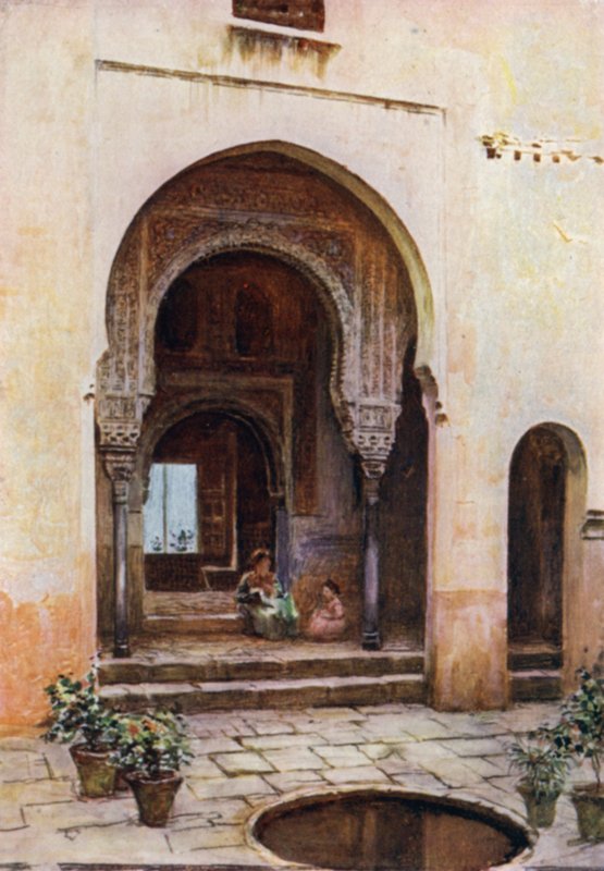 Alhambra, Dwór Mexuar, Zachodnia Fasada (kolor lito) autorstwa A. Trevor Haddon