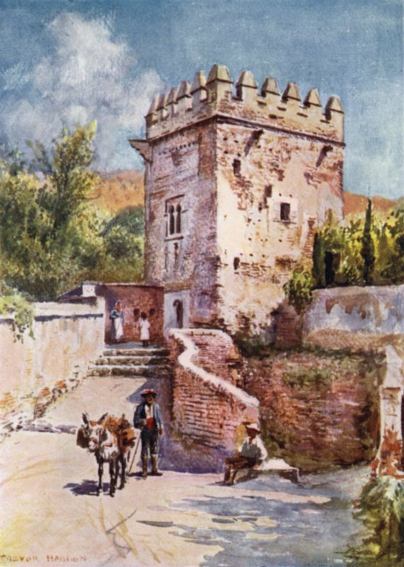 Alhambra, Wieża Szczytów (kolor lito) autorstwa A. Trevor Haddon