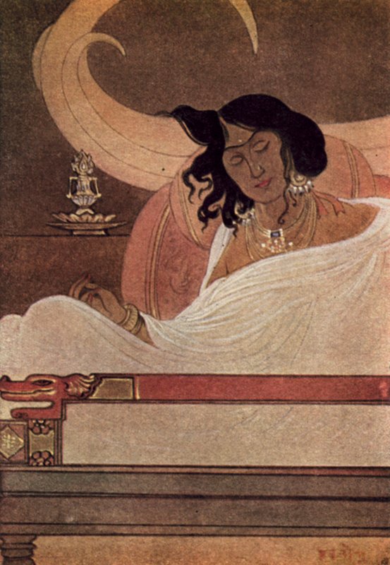 Kły Bodhisattwy (kolor lito) autorstwa Abanindranath Tagore