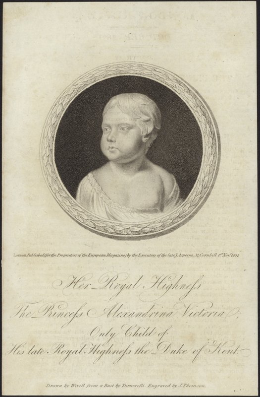 Popiersie księżniczki Aleksandriny Wiktorii autorstwa Abraham Wivell
