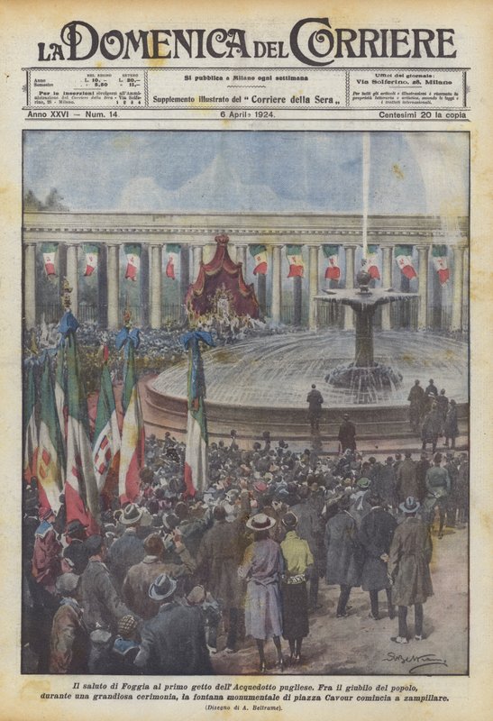 Pozdrowienie Foggii przy pierwszym odlocie akweduktu Apulii autorstwa Achille Beltrame