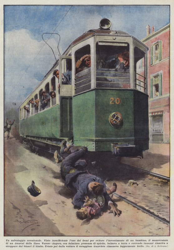 Wyjątkowa akcja ratunkowa (litografia kolorowa) autorstwa Achille Beltrame
