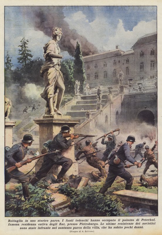 Bitwa w zabytkowym parku autorstwa Achille Beltrame