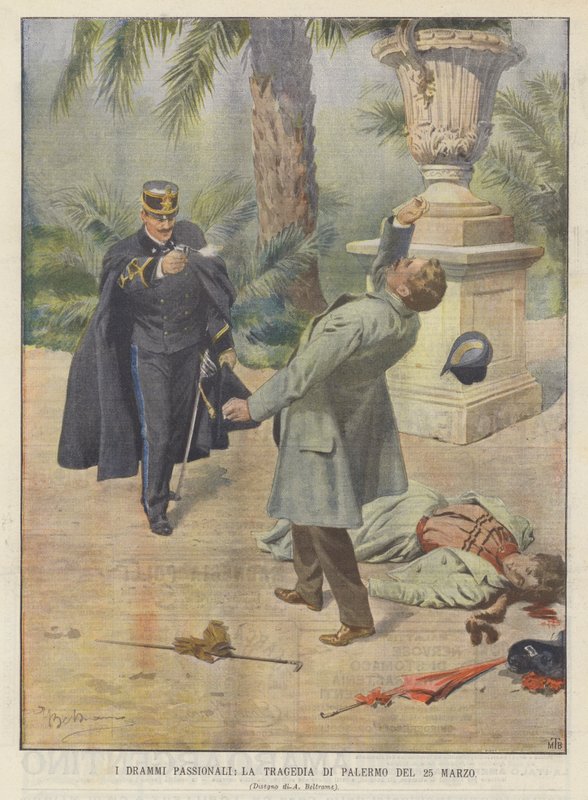 Namiętne dramaty, tragedia w Palermo 25 marca autorstwa Achille Beltrame
