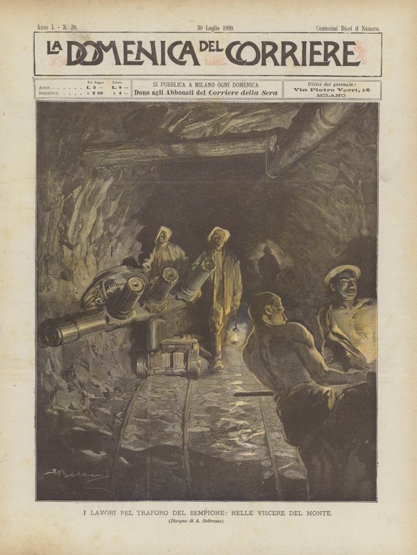 Prace dla tunelu Simplon, w Viscere Del Monte autorstwa Achille Beltrame