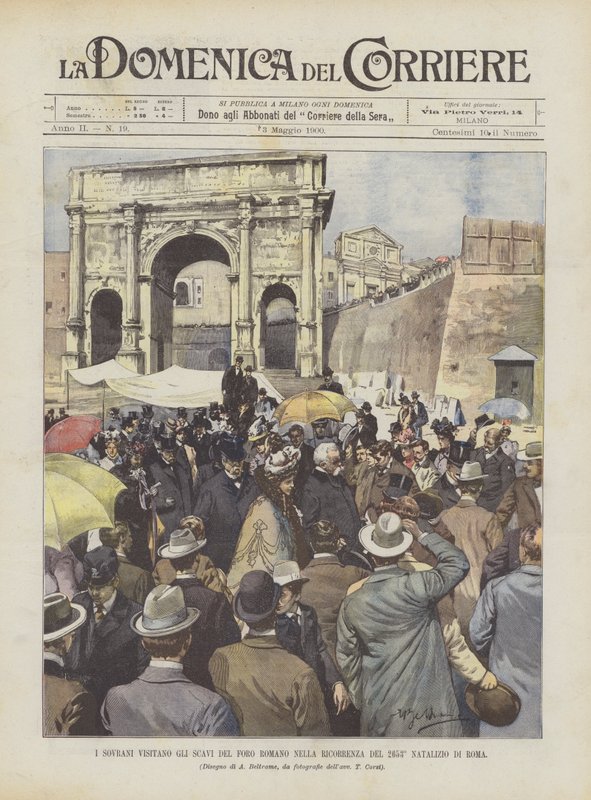 Władcy odwiedzają wykopaliska Forum Romanum w 2653. rocznicę Rzymu autorstwa Achille Beltrame