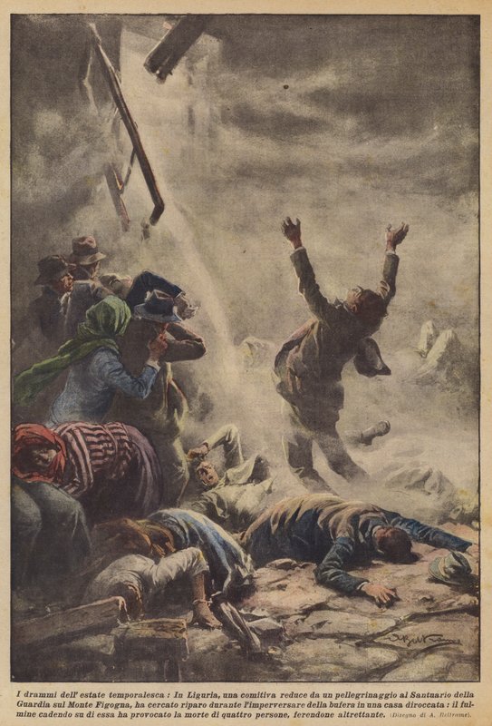 Dramaty burzliwego lata, W Ligurii, grupa wraca z pielgrzymki? autorstwa Achille Beltrame