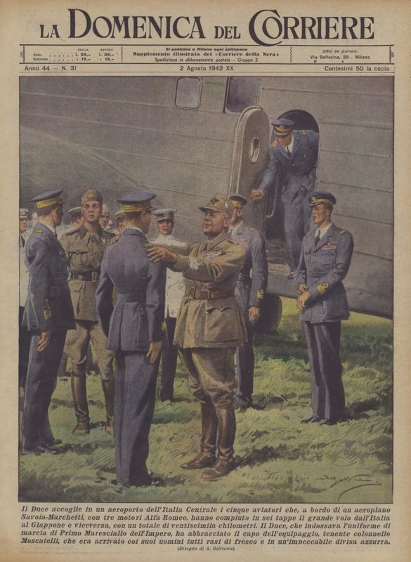 Il Duce wita pięciu lotników, którzy na pokładzie? autorstwa Achille Beltrame