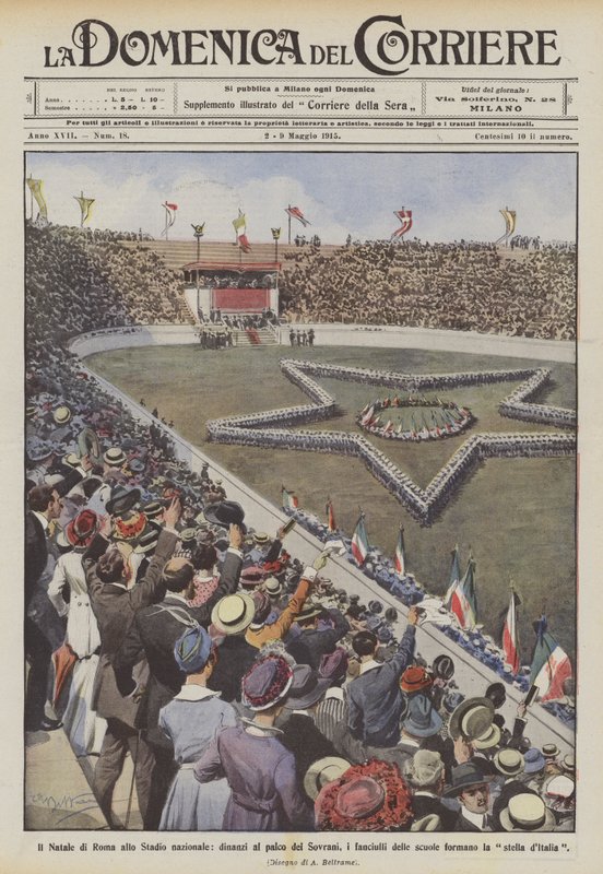 Rzymskie Boże Narodzenie na Stadionie Narodowym, przed lożem Suwerenów, dzieci w wieku szkolnym? autorstwa Achille Beltrame