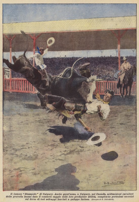 Słynny Stampede z Calgary autorstwa Achille Beltrame
