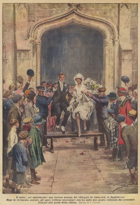 Skok? w małżeństwie, ciekawy zwyczaj wsi Alnmouth w Anglii autorstwa Achille Beltrame