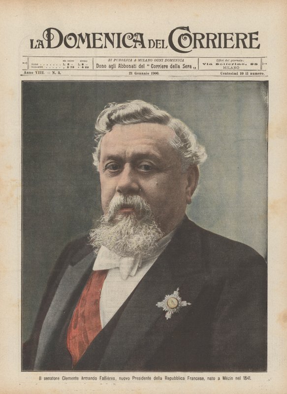 Senator Clemente Armando Fallieres, nowy prezydent Republiki Francuskiej, urodzony w Mezin w 1841 r. autorstwa Achille Beltrame