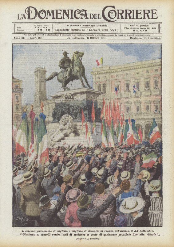 Uroczysta przysięga tysięcy mediolańczyków na Piazza del Duomo, 20 września autorstwa Achille Beltrame