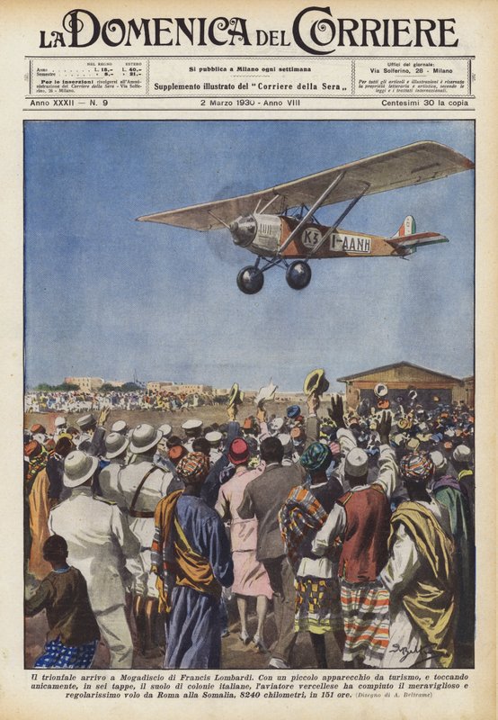 Triumfalne przybycie Francisa Lombardiego do Mogadiszu autorstwa Achille Beltrame