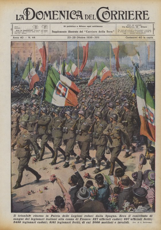 Triumfalny powrót do ojczyzny legionów powracających z Hiszpanii autorstwa Achille Beltrame