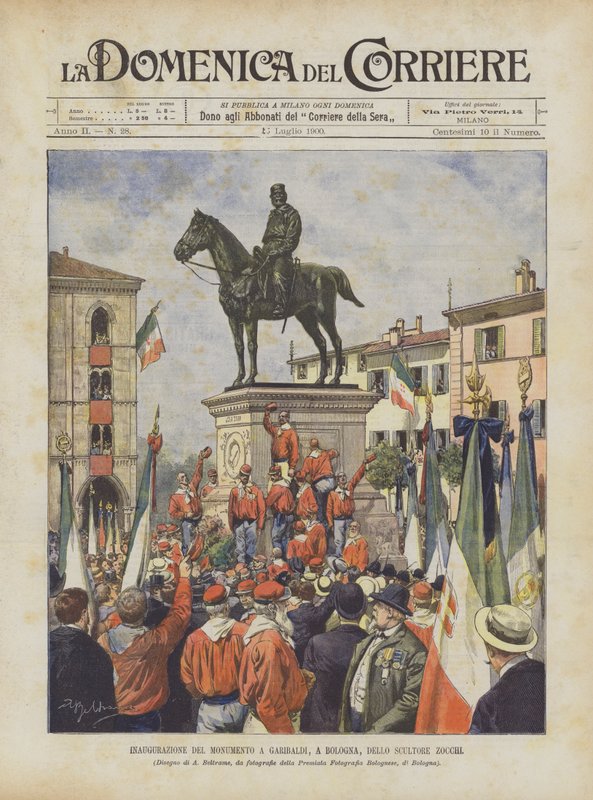 Inauguracja pomnika Garibaldiego w Bolonii przez rzeźbiarza Zocchi autorstwa Achille Beltrame