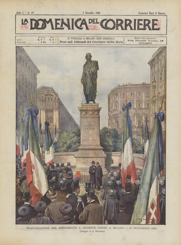 Inauguracja pomnika Giuseppe Pariniego w Mediolanie, 26 listopada 1899 r. autorstwa Achille Beltrame