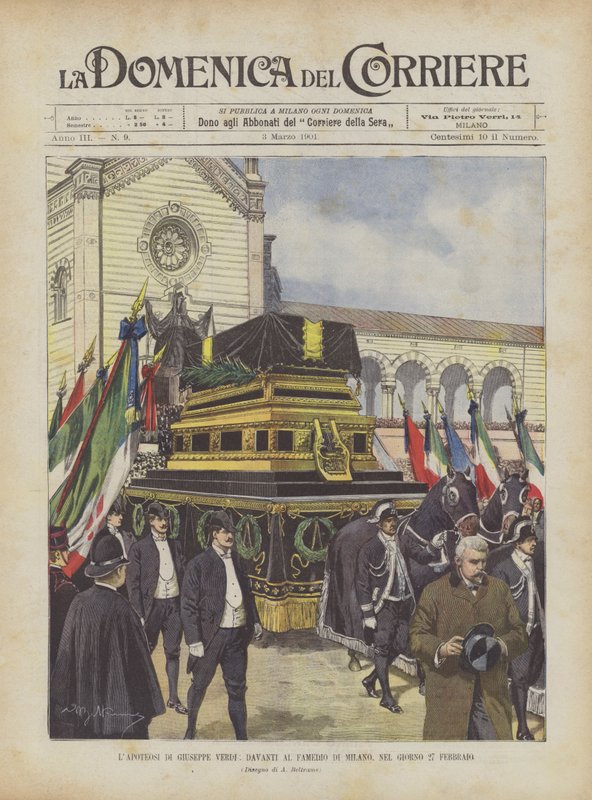 Apoteoza Giuseppe Verdiego przed Famedio w Mediolanie, 27 lutego autorstwa Achille Beltrame