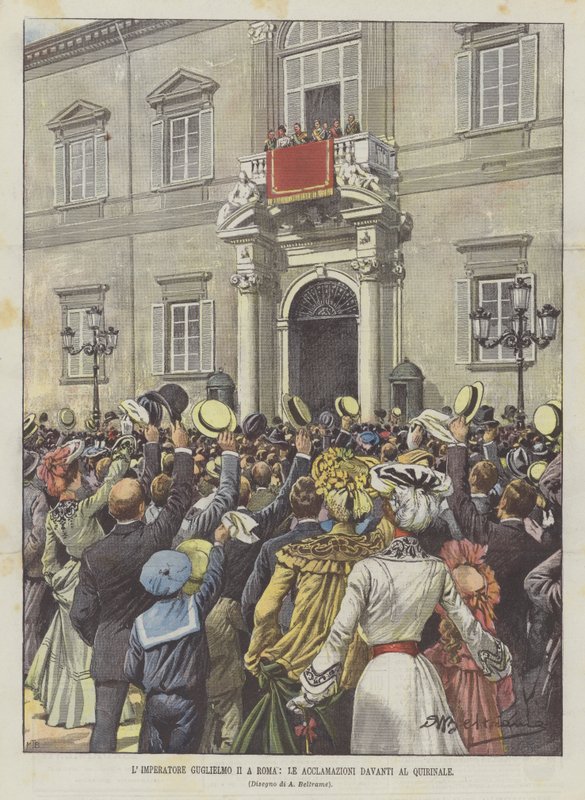 Cesarz Wilhelm II w Rzymie, aklamacje przed Kwirynalem autorstwa Achille Beltrame