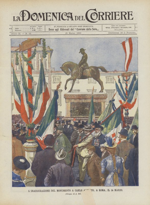 Uroczysta inauguracja pomnika Carlo Alberto w Rzymie 14 marca autorstwa Achille Beltrame