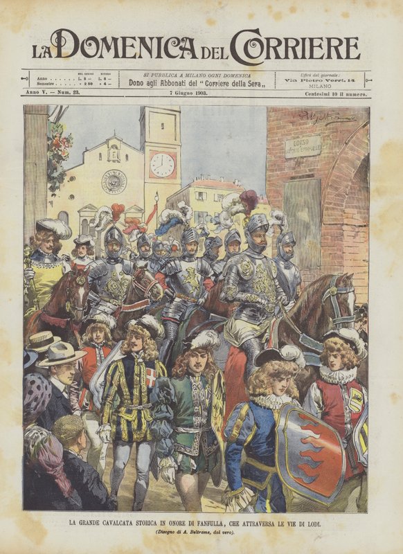 Wielka Historyczna Kawalkada ku czci Fanfulli, która przecina ulice Lodi autorstwa Achille Beltrame