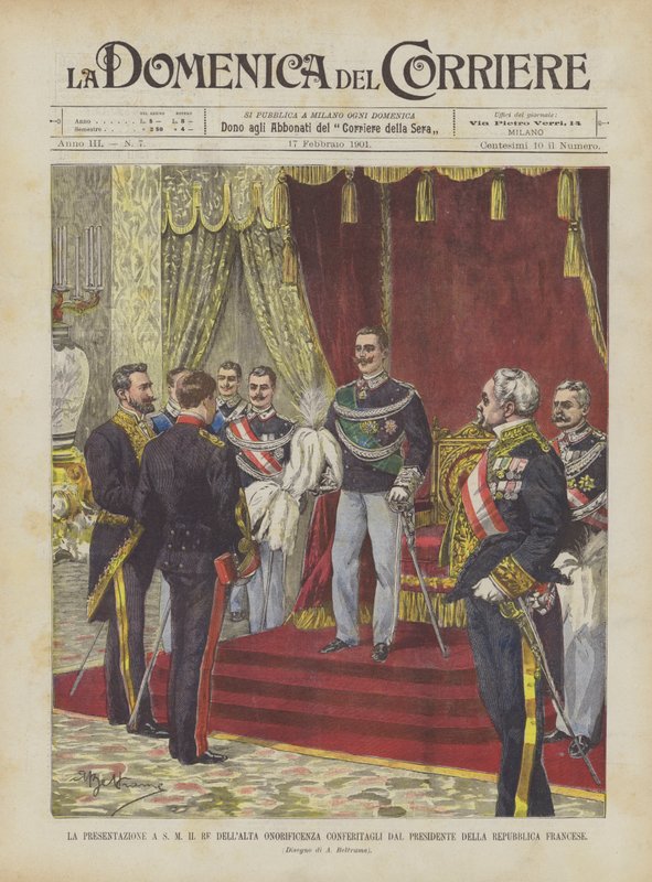 Wręczenie do JM Króla Wysokiego Honoru nadanego mu przez Prezydenta Republiki Francuskiej autorstwa Achille Beltrame