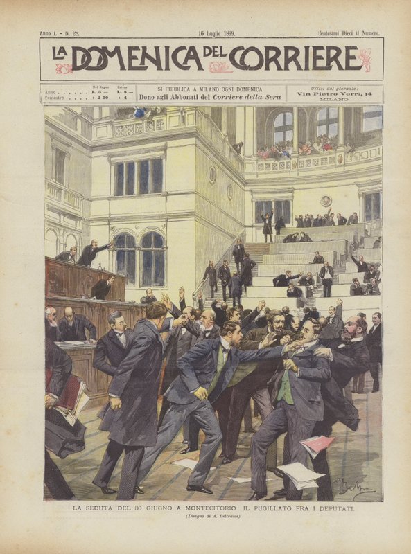 Sesja 30 czerwca w Montecitorio, Pugillato wśród posłów autorstwa Achille Beltrame