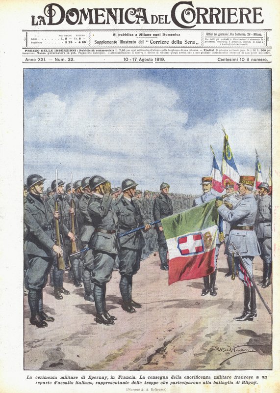 Ceremonia wojskowa w Epernay we Francji autorstwa Achille Beltrame