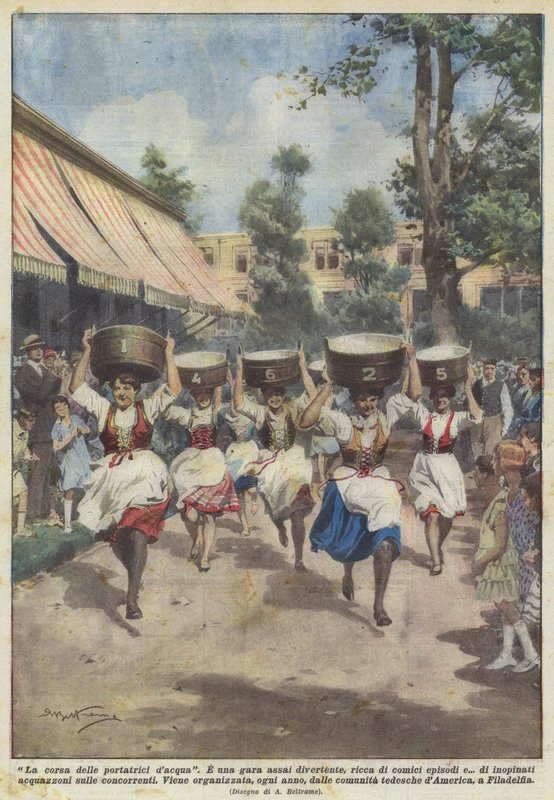 Wyścig przewoźników wodnych autorstwa Achille Beltrame