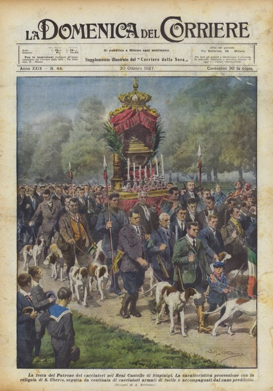 Święto patrona myśliwych na Zamku Królewskim w Stupinigi autorstwa Achille Beltrame