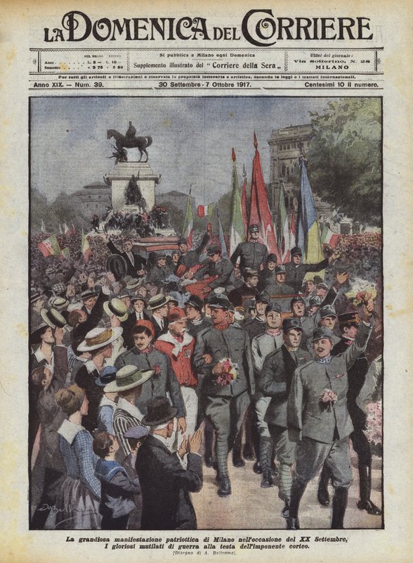 Wspaniała manifestacja patriotyczna w Mediolanie z okazji 20 września autorstwa Achille Beltrame