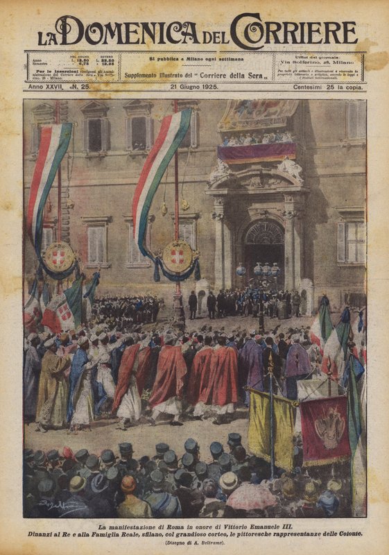 Demonstracja w Rzymie na cześć Vittorio Emanuele III autorstwa Achille Beltrame