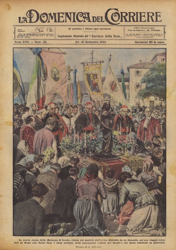 Nowy posąg Madonny Loreto, odbudowany na wzór starej, zniszczonej przez pożar? autorstwa Achille Beltrame