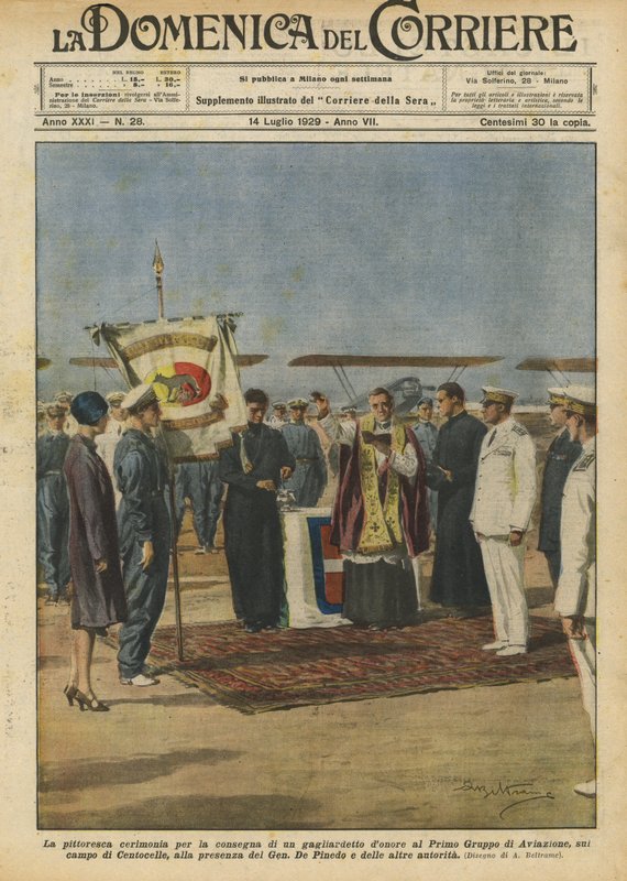 Malownicza uroczystość wręczenia honorowego proporczyka Pierwszej Grupie Lotniczej? autorstwa Achille Beltrame
