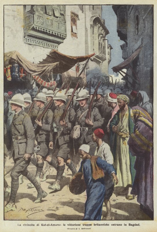 Zemsta Kut-el-Amara, zwycięskie wojska brytyjskie wkraczają do Bagdadu autorstwa Achille Beltrame