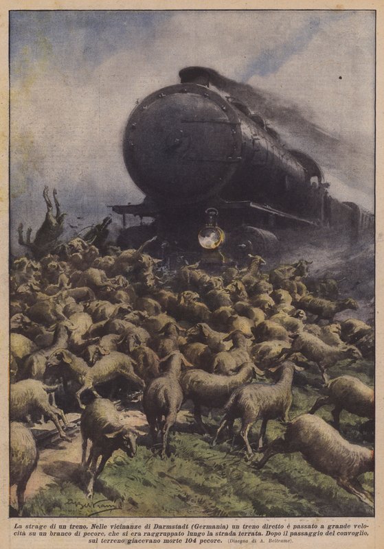 Masakra pociągu autorstwa Achille Beltrame