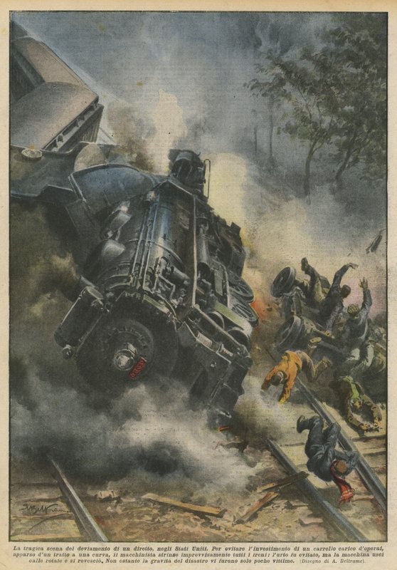 Tragiczna scena bezpośredniego objazdu w Stanach Zjednoczonych autorstwa Achille Beltrame